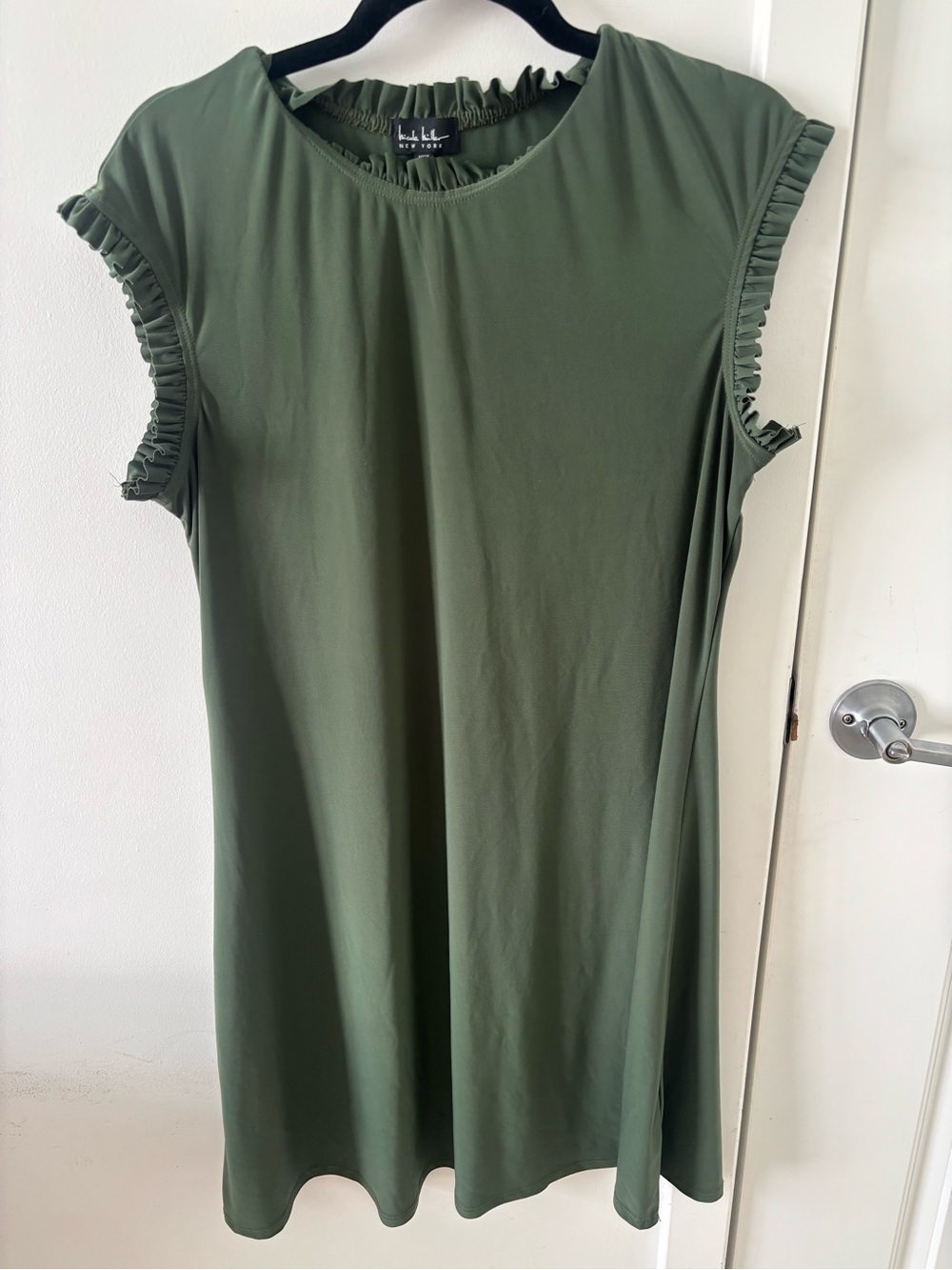 Nicole Miller Olive Ruffle Sleeve Midi Dress